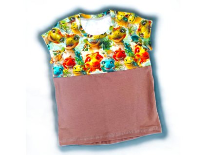 Triko dinosauři hnědá 98/104  Dětské tričko