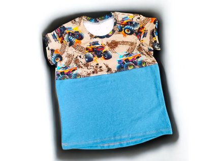 Triko monstertrucky modrá 98/104  Dětské tričko