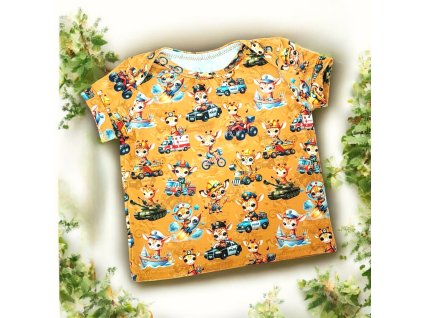 Tričko žirafy dopravní prostředky 74/80  Dětské tričko