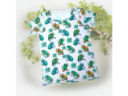 Tričko zbarvení chameleoni 134/140  Dětské tričko
