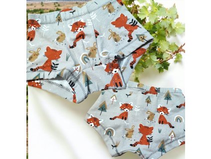 Boxerky červená panda na šedé  Klučičí boxerky