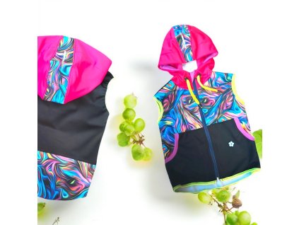 Softshell vesta duhové barvy 98/104  Holčičí vesta