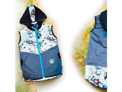 Softshell vesta vlk teenager na jeansu 122/128  Klučičí v
