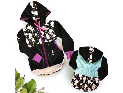 Soft bunda kočičky jednorožci 98/14  Holčičí bunda/kabátek