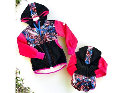 Soft bunda barevný sliz černá 110/116  Holčičí bunda/kabátek