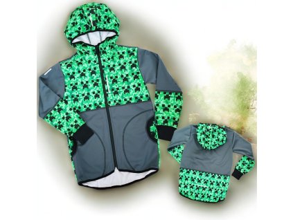 Soft bunda svět kostiček 134/140  Klučičí bunda