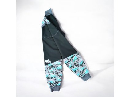 Softshell kalhoty modré náklaďáky černá 122/128  Klučičí kalhoty