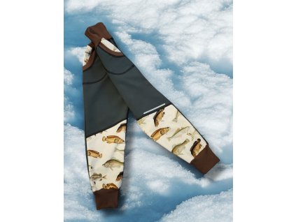 Softshell kalhoty pstruzi šedá 122/128  Dětské kalhoty