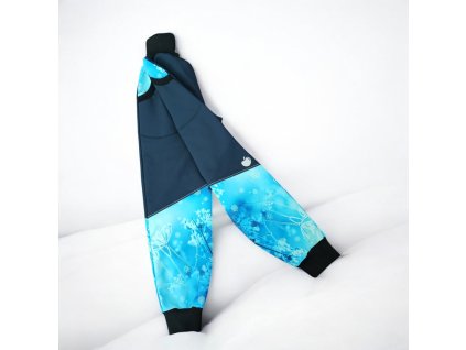 Softshell kalhoty zmrzlé květy modrá 110/116  Holčičí kalhoty