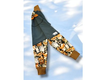 Softshell kalhoty lesní zvířátka šedá 110/116  Dětské kalhoty
