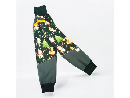 Softshell kalhoty sněhuláci černá šedá 86/92  Dětské kalhoty