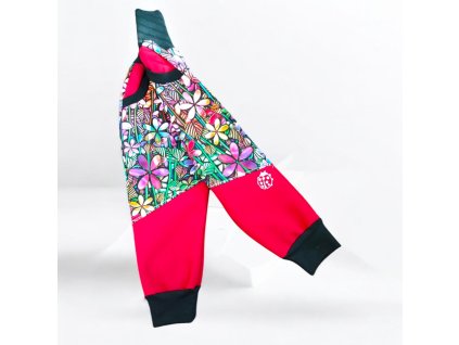 Softshell kalhoty skleněné květy bordó 74/80  Holčičí kalhoty