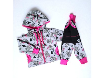 Softshell souprava leopardí kočičky 74/80  Holčičí souprava