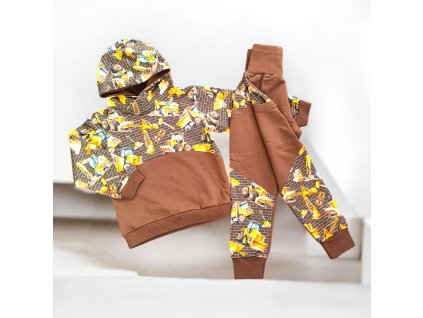 Teplákovka stavební stroje na zdi 80/86  Klučičí souprava