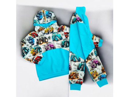 Teplákovka traktory tyrkys 110  Klučičí souprava