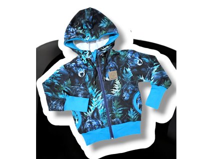 Mikina zip vlci v kapradí 86/92  Dětská mikina