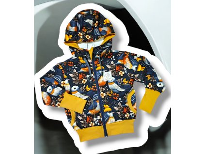 Mikina zip zababušení ptáčci 86/92  Holčičí mikina