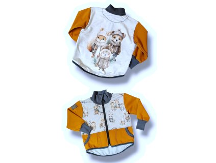 Mikina zip zimní zvířátka okr  Mikina unisex