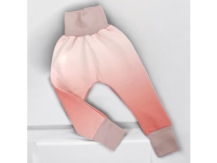 Tepláky baggy 74/80 ombré losos  Holčičí tepláky
