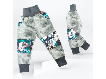Tepláky 74/80 vlci jeans šedá  Dětské tepláky
