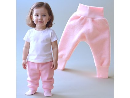 Flísové tepláky baggy 74/80 růžové