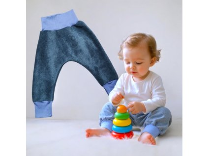 Flísové tepláky baggy 56/62 navy modrá
