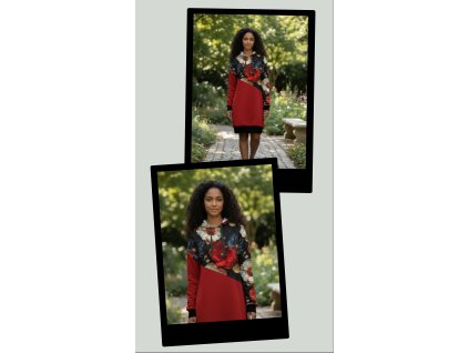 Dámská mikina velké květy červená  Dámská mikina