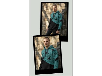 Pánská mikina vlci petrolejová  Pánská mikina