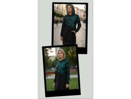 Dámská mikina černé kapradí petrolejová  Dámská mikina