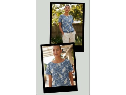 Dámské tričko kapradina modrá  Dámské tričko