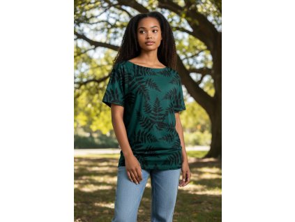 Dámské tričko kapradí petrolejová  Dámské tričko
