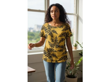 Dámské tričko kapradí hořčice  Dámské tričko