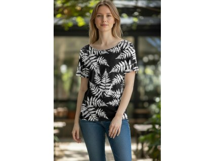 Dámské tričko kapradí černá  Dámské tričko