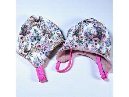 Zimní čepice ušanka moudrá sovička  Holčičí čepice