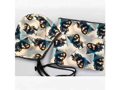 Zimní čepice s nákrčníkem vlci v bundě  Klučičí čepice