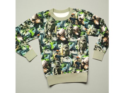 Mikina 110/116 svět dinosaurů khaki  Klučičí mikina