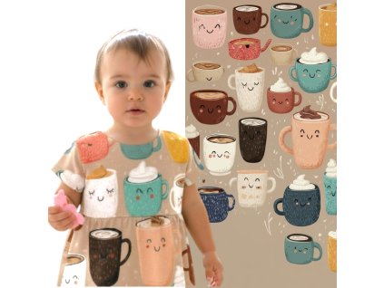 Šatičky horká čokoláda v hrnku  Dívčí šaty