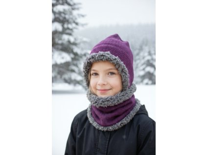 Beránek čepice s nákrčníkem bluma  Holčičí čepice