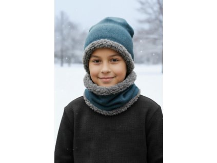 Beránek čepice s nákrčníkem hluboký oceán  Čepice beránek