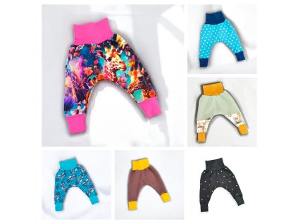 Rostoucí tepláky baggy 56/68 barevné varianty  Dětské tepláky
