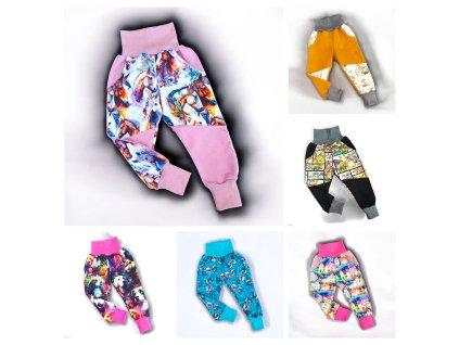 Rostoucí tepláky s kapsami i bez 74/80 barevné varianty  Dětské tepláky