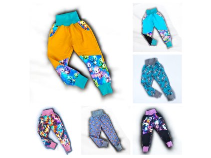 Rostoucí tepláky s kapsami 86/92 barevné varianty  Dětské tepláky