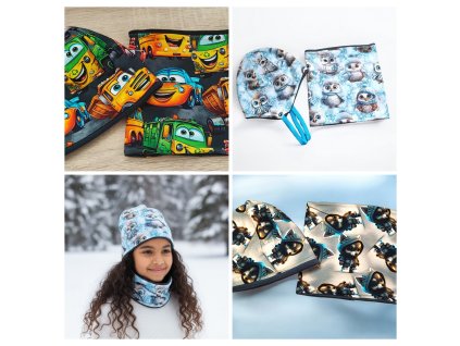 Čepice s nákrčníkem fleece 46/47  Dětské čepice s nákrčníkem