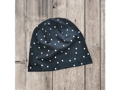 Čepice bílý puntík na černé
