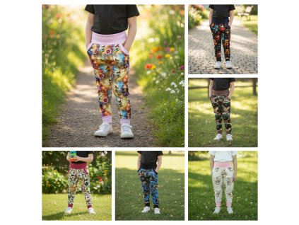 Rostoucí tepláky barevné varianty  Dětské tepláky