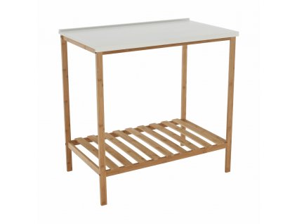 Stôl s policou, prírodná/biela, SELENE TYP 5