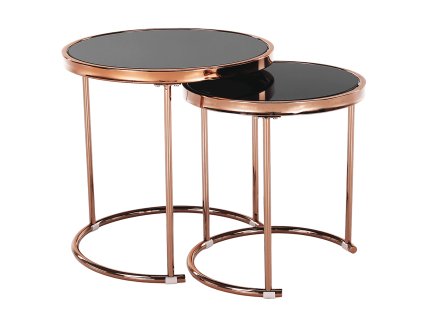 Set 2 konferenčných stolíkov, rose gold chróm ružová/čierna, MORINO, 0000276670, 84