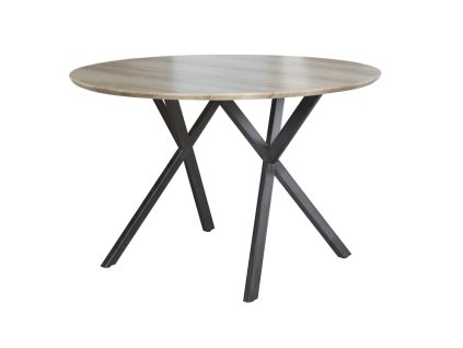 Jedálenský stôl, dub sivý/čierna, priemer 100 cm, AKTON