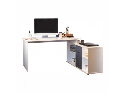 Písací stôl, biela/sivá, DALTON 2 NEW VE 02