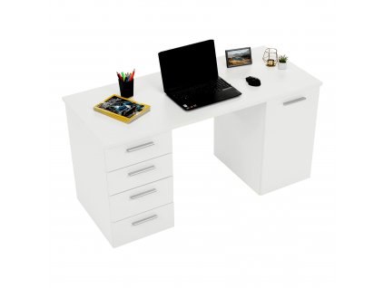 Písací stôl, biela, EUSTACH